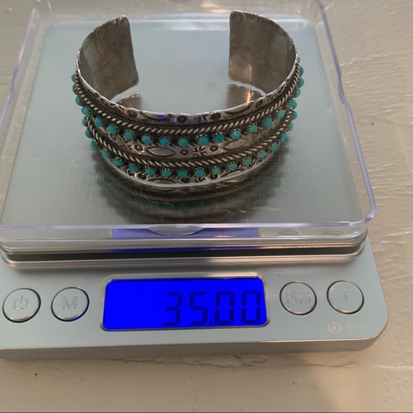 Native American Turquoise and Sterling Silver Cuff Bracelet - Picture 8 of 12